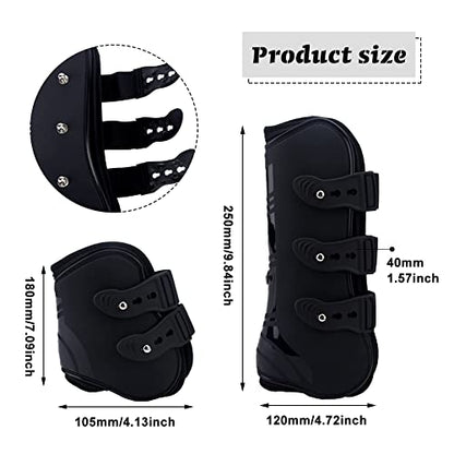 MAYiT Horse Tendon Boots (4 pcs - Front & Hind), PU Shell Tendon Fetlock Brace Guard Boots for Riding Shock Absorbing Jumping Competition Protection