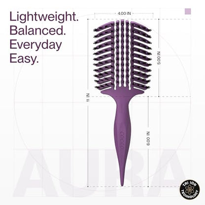 COCCO Aura Vent Boar Brush, Dual-Curved Design for Faster Drying - color: Purple