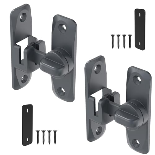 90/180 Degree Barn Door Locks and Latches, Safety Aluminum Hardware Sliding Door Latch, Small Flip Locks for Barn, Bathroom, Cabinet, Garden, Window (Grey-2PCS) - color: Grey-2PCS