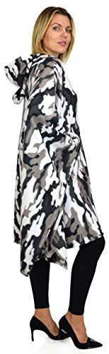 Dare2BStylish Women Poncho Style Hoodie Sweater Fleece Cover Up for Cold Weather - color: Gray Camo