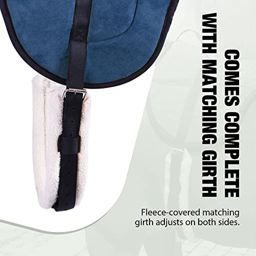 Harrison Howard Equestrian Saddle Pad Horse Riding Pad Bareback Pad with Girth - color: Midnight Blue