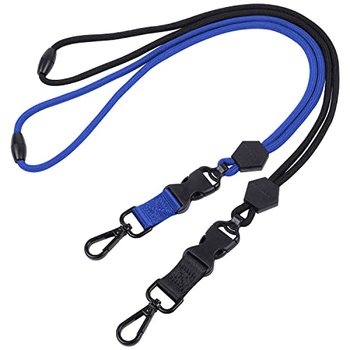 Wisdompro 2 Pack 23" Lanyard with Safety Breakaway Buckle - Black and Blue | Durable Heavy Duty Neck Lanyard, with Detachable Buckle and Metal Hook, for ID Card Badge Holder and Keys - color: Black, Blue, size: 23 inches