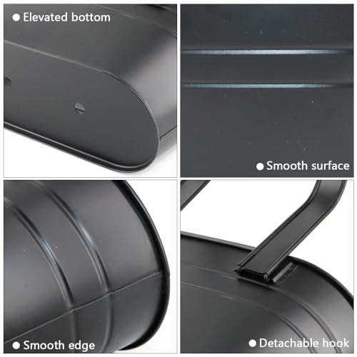 3 Pack Metal Railing Planters, 10.5" Oval Hanging Flower Pots with Detachable Hooks & Drainage Holes, Fits Rails up to 2.36", Galvanized Iron Fence Bucket for Balcony Garden Patio - Black - color: Black, size: 3 Pack, 10.5"L x 5.7"W x 4.7"H