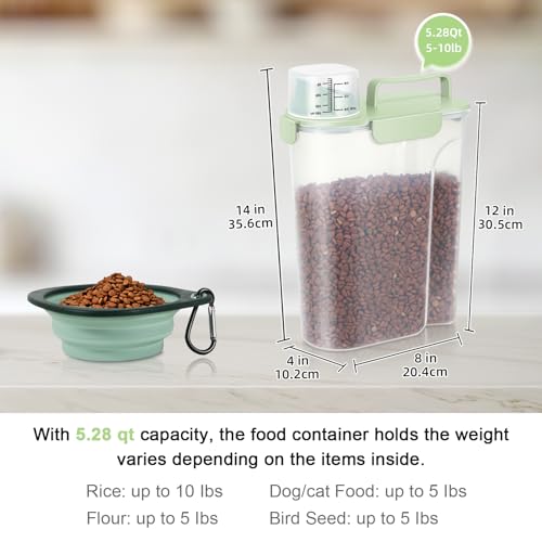 5 Lbs Pet Dog Food Storage Container for Travel Bird Seed Dispenser - Green - color: Pale Green-5L