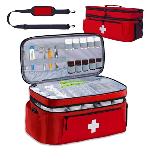 First Aid Bag Empty 2-Layer Large 16" x 9½"x7 Red - color: Red