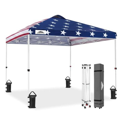 EAGLE PEAK 10x10 Pop Up Canopy Tent Easy Up Canopy Outdoor, American Flag - color: American Flag, size: 10x10