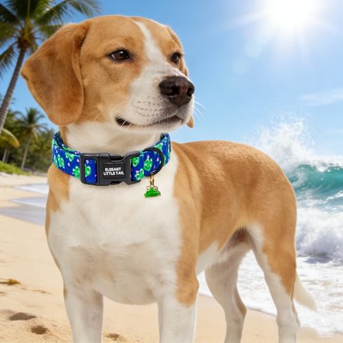 Elegant Little Tail Summer Dog Collar, Cute Green Frog Pattern Soft Cotton Pet Collars with Sturdy Quick Release Buckle Male Adjustable Pet Collar for Small Medium Large Dogs - color: Frog, size: X-Small (Pack of 1)
