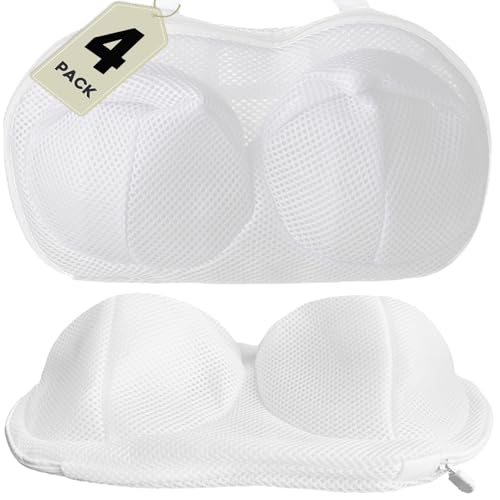 Large Bra Laundry Bags for Washing Machine, Fits All Cups Anti Deformation Bra Washing Bag, Lingerie Bags for Washing Delicates (4 Pack - Whitebag) - color: 4 Pack - WhiteBag
