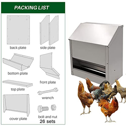 Galvanized Steel Chicken Feeders No Waste Poultry Food Dispenser
