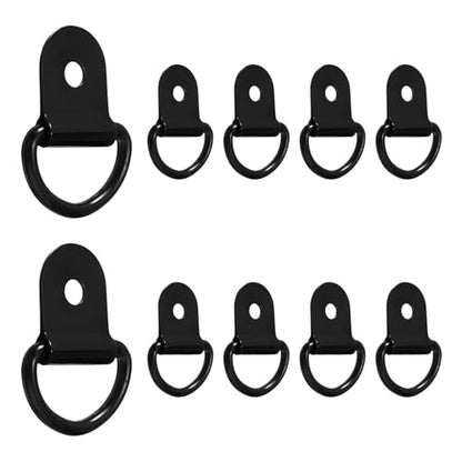10 PCS D-Ring Tie Down Anchors, Small Metal Cargo Surface Mount Lashing Rings, Heavy Duty Anchor Points Load-Bearing Brackets for Van Truck Trailer Boat Cargo Securing (Black) - color: Black