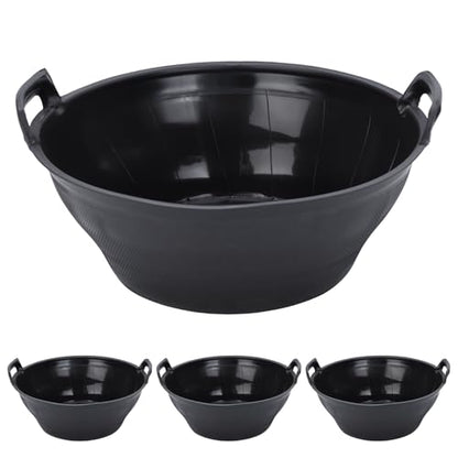 4Pcs Multi-purpose Flexible Feeder Pan, Large Feed Bucket for Animal Feeding, Livestock Water Bowl Chicken Dust Bath Tub for Horse Goat Pig Dog Farm Livestock Poultry