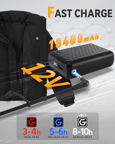 Genovega Graphene Women Heated Jacket 12V Fast Charge 18400mAh Large Capacity - color: Black, size: 3X-Large