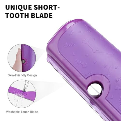 Dog and Cat Deshedding Brush, Purple - color: Purple