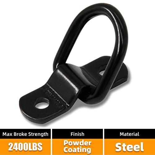 12 PCS D Ring Tie Down Anchors 1/4" Heavy Duty Trailer Anchor Lashing Rings 2400 lbs for Trailer Truck Bed Cargo Bracket Enclosed Points Pickup Camper Tie Down Straps, Black (Pack of 2) - size: Black 12PCS (Pack of 2)