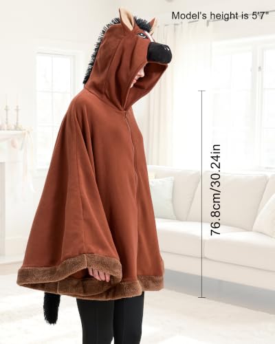 Horse Costume Cape - Farm Animal,Halloween Adults Cosplay Cloak In Pajamas
