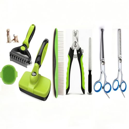 Dog Brush for Shedding,Deshedding Slicker Undercoat Rake Brush for Dog,8PCS - color: Green-8