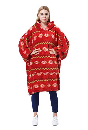 Catalonia Oversized Blanket Hoodie, Wearable Fleece Blanket Sweatshirt - color: Mistletoe / Plush