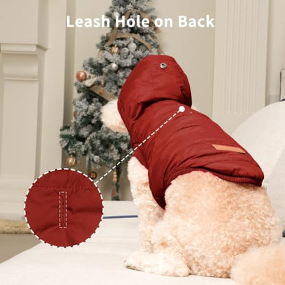 Vecomfy Warm Dog Coats with Hoodie,Winter Dog Jackets for Small Dogs - color: Red, size: Medium