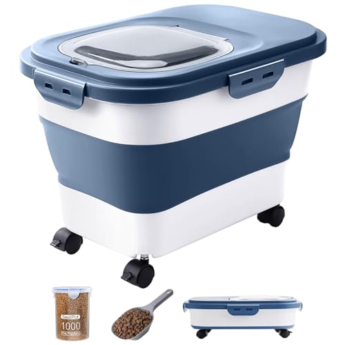 20-23 Lbs Dog Food Storage Container,Collapsible Dog Food Container - color: Blue