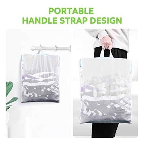 OTraki 2 Pack Large Mesh Laundry Bag with Handles 16x20 inch, White - size: 16 x 20 inch