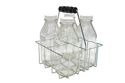 Wire Bottle Carrier for Libbey, StanPac, 32-34 oz bottles (4 Cell Carrier Only, for 32 oz Square Milk Bottles, not included) - size: 4 Cell Carrier