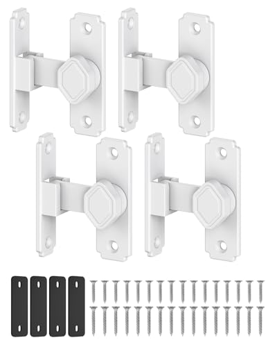 90 Degree Barn Door Lock, Sliding Door Latch, White, 4 Pack - color: White-4PCS