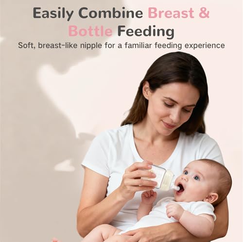 COMI Natural Glass Baby Bottles for Breastfeeding Babies,Newborn Anti-Colic Baby Bottle Set with Slow Flow Nipple,0-3 Months,BPA-Free,6 oz,1 Pack - style: 6 oz(1 Pack)