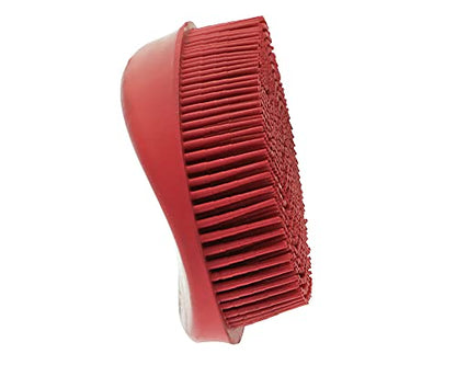 Grewal® Equestrian Grooming Bundle Kit - Comfy Pet Grooming & Bathing Glove - Oval Face Soft Bristles - Great for Thin & Sensitive Skin (Red) - color: Red