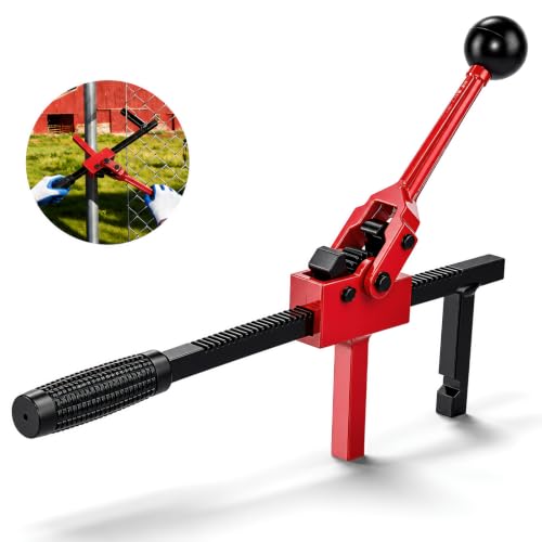 Chain Link Fence Stretcher Tool, Heavy Duty Ratcheting Wire Fence Puller | , 9 Inch Travel, Tilted Base with Deep Groove Hook, Easy One Person Operation for Chain Link Barbed Woven Wire Fence Repair