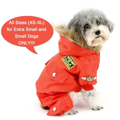 ZUNEA Dog Snowsuit Waterproof for Small Dogs Winter Puppy Coat, Red, L - color: Red, size: L
