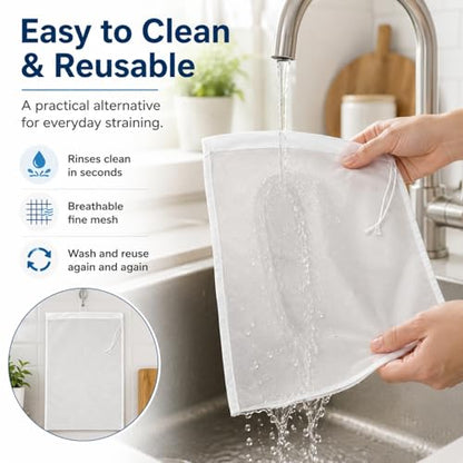Reusable Fine Mesh Strainer Bag For Cheese Nut Milk, Cream Separator For Raw Milk, Cloth Liquid Strainer For Juice Tea Coffee Butter Yogurt (2Pcs) - size: 2Pcs