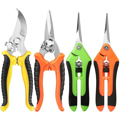 EWPJDK 4 Pack Garden Pruning Shears Scissors Clippers Stainless Steel - color: 4pcs Yellow Orange Green