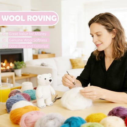 3.4oz Needle Felting Wool Light Pink for DIY Needle Craft Enthusiasts - color: Light Pink