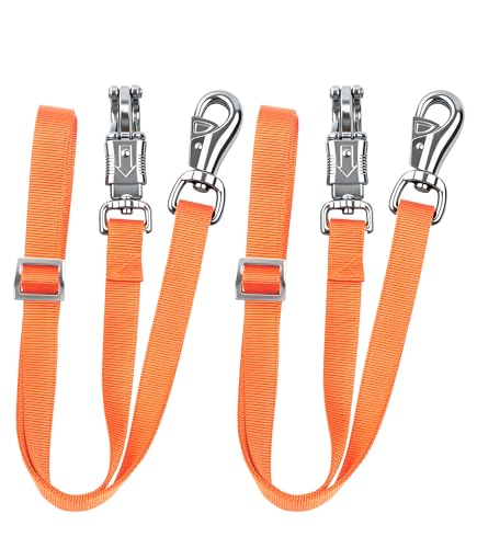 Cross Ties for Horse, Nylon Trailer Tie, Adjustable Length 42.5"-73" - color: Vivid Orange