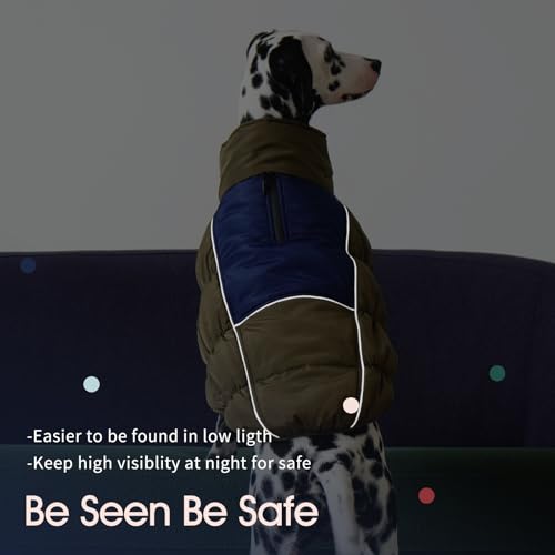 IECOii Windproof Waterproof Dog Coat - Thick Fleece Vest With Zipper, Snow Jacket For Large Dogs - color: Armygreen, size: Large(Chest:24.41''/62 CM)