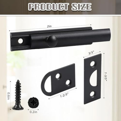 Lothee 2" 4 Pcs Brass Surface Bolt Door Latch, Matte Black - color: Matte Black, size: 2 Inch
