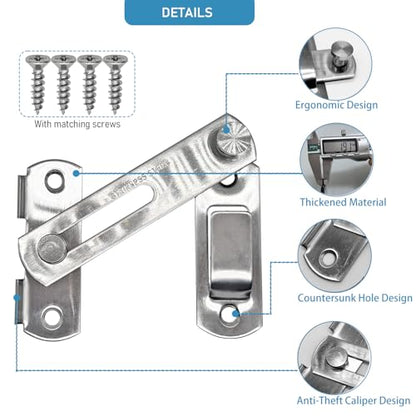 2 Set 4" Gate Latches Safety Door Lock for Barn Door, Stainless Steel Farm Flip Gate Latch,Silver - size: Silver - 4"