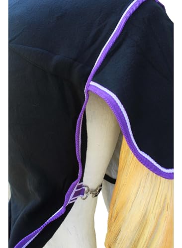 Challenger Horse Sheet Polar Fleece Cooler Exercise Blanket Wicks Moisture 4391N - color: Black / Purple-White Trim, size: 84 inches