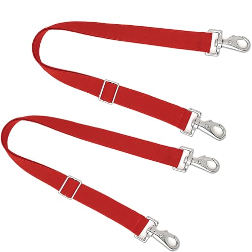 Premium Horse Blanket Sheet Leg Straps, Replacement Stretchy Belly Strap with Double Swivel Snaps, Adjustable Elastic Length from 24 to 42 Inch Winter Blanket - color: Red
