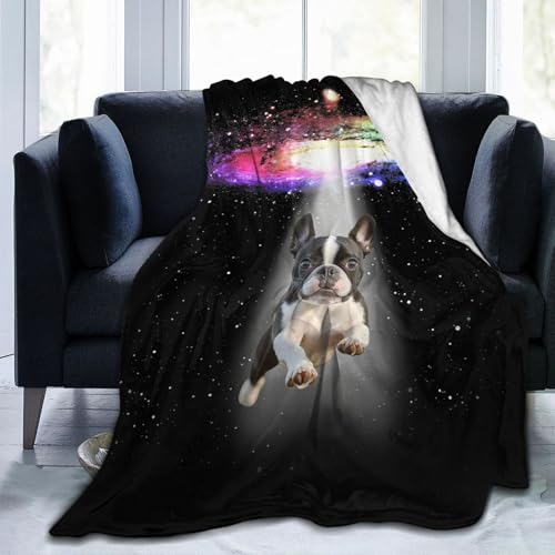 Dynova Boston Terrier Blanket Dog Lovers Gifts Cozy Plush Galaxy Funny Bulldog Throw Blankets Fuzzy Flannel Fleece for Girls Boys Women Men 50"X40" - color: Boston Terrier, size: 50"x40"