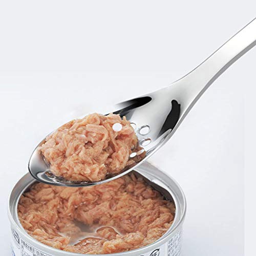 AOOSY Small Slotted Spoons,Modern Stylish Thick Heavy-weight Short handle Stainless Steel 10 Holes Durable Caviar Spoon for Soup Cereals Dips Curry Sauces Stews, Set of 2