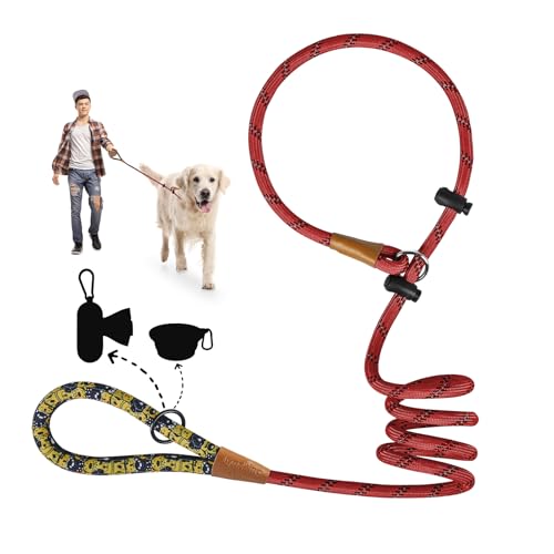 lynxking Dog Leash1/2in x 6ft Slip Lead Reflective Green and red, 2 Pack