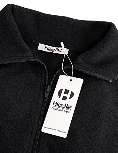 Hibelle Women's Outdoor Full-Zip Thermal Fleece Jacket with Pockets - color: 201-black, size: Large