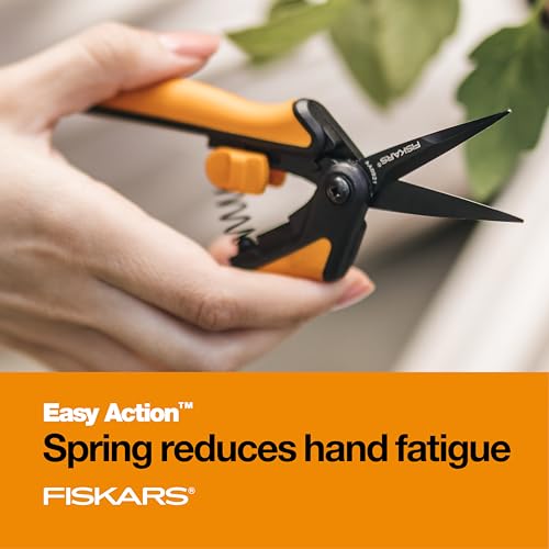 Fiskars 6" Non-Stick Pruning Snips, Resin-Resistant Garden Scissors, 2-Pack | Garden Shears for Weeds, Flower Buds & Small Plants, Steel Blades Stay Sharp, Easy Action Spring, SoftGrip Handles - style: Non-Stick Snips (2-Pack)