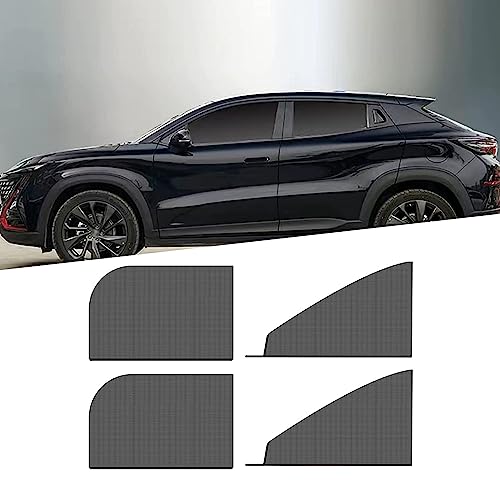 Pack-4 SUV Side Window Shades, Double Layer Design SUV Sunshade Screen Window Mesh, SUV Front and Rear Side Windows Sun Shades for SUVs (Black)