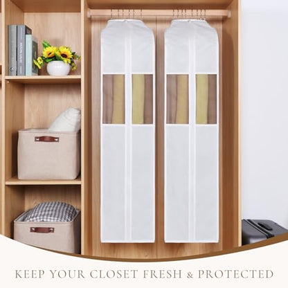 Univivi 50 Inch Cotton Hanging Garment Bags for Storage 2 Pack, White - size: 50 Inch - 2 Pack