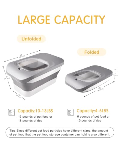HOYTAMDAR 13Lbs Collapsible Dog Food Storage Container,Dog Food Container - color: Grey1-13lbs
