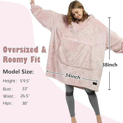 Catalonia Oversized Blanket Hoodie, Wearable Fleece Blanket Sweatshirt - color: Pink / Fleece
