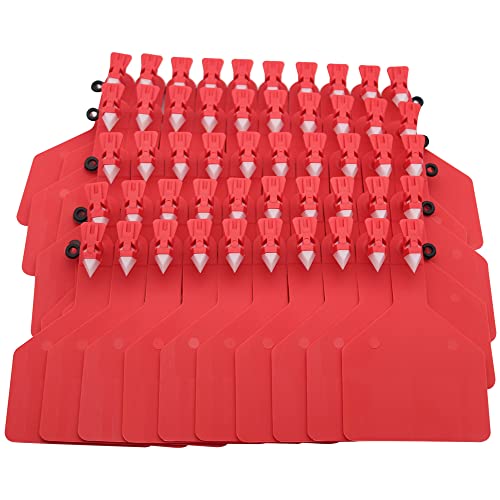 Blank Cattle Ear Tags TPU One-Piece Large Livestock ID Tags (50, Red) - color: Red