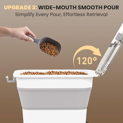20-23 Lbs Dog Food Storage Container,Collapsible Dog Food Container | Pet Food Storage Container with Transparent Airtight Lid,Multifunctional for Dog Cat,Rice,Flour,Scoop and Small Container - color: Clear/23 lbs